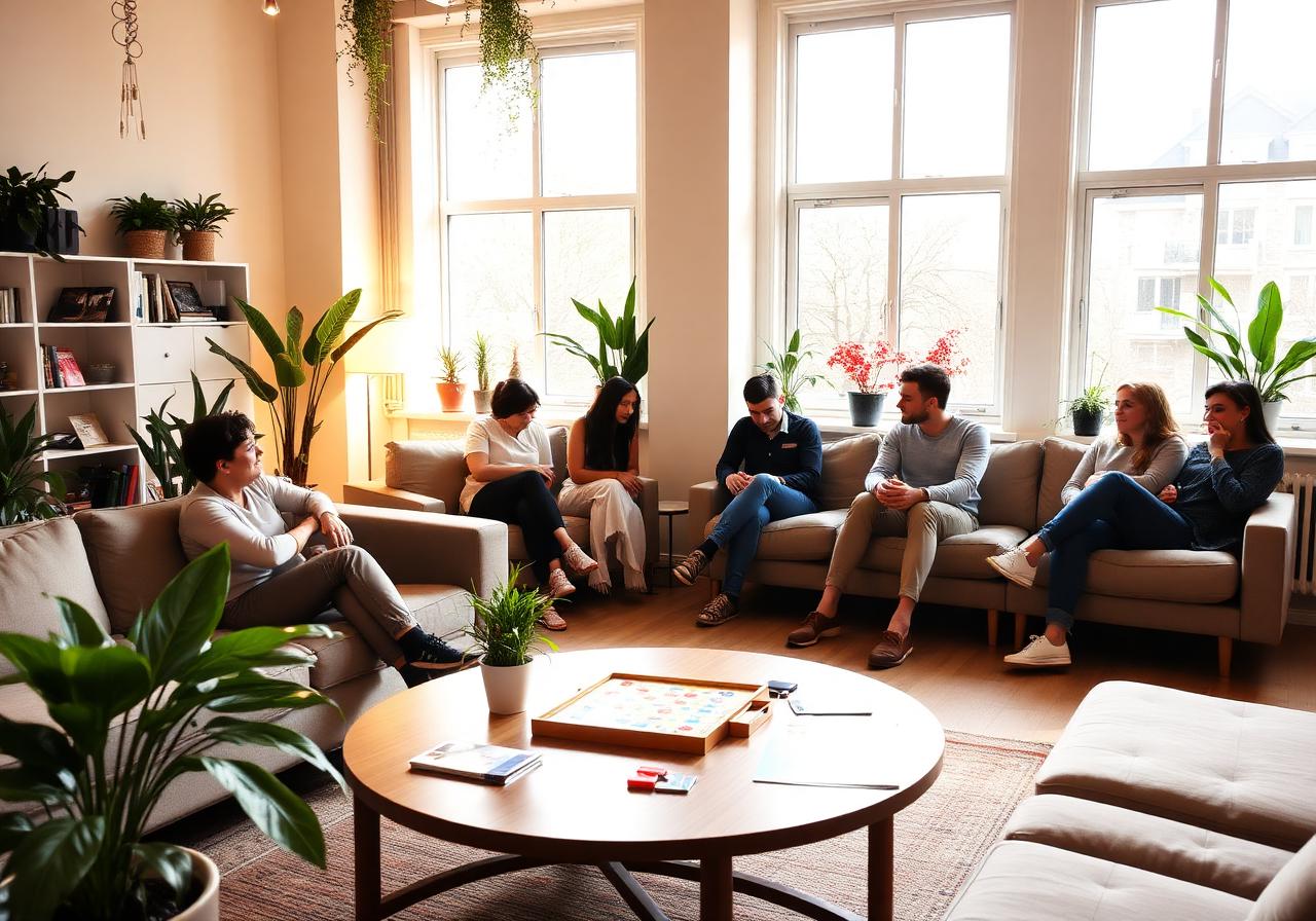Common recreation room with sofas